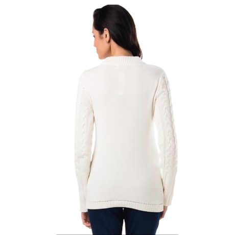 BLUSA AMBICIONE GOLA CARECA TRANÇAS CLÁSSICA - OFF WHITE