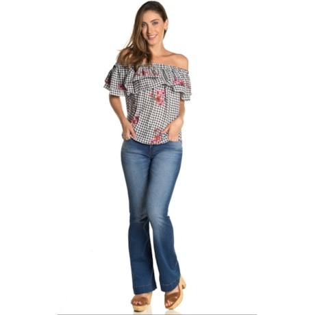 BLUSA AMISSIMA CREPE VICHY CORDOBRA - P&B