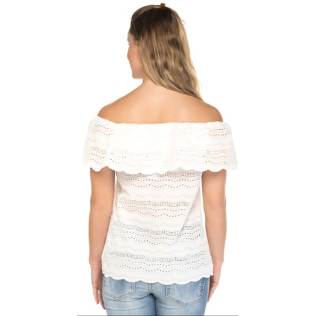 BLUSA AMISSIMA EM LAISE DECOTE OMBRO A OMBRO - BRANCO