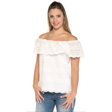 BLUSA AMISSIMA EM LAISE DECOTE OMBRO A OMBRO - BRANCO