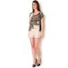 BLUSA AMPLA C/ TELA FOLHAGEM - MARROM
