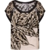 BLUSA AMPLA C/ TELA FOLHAGEM - MARROM