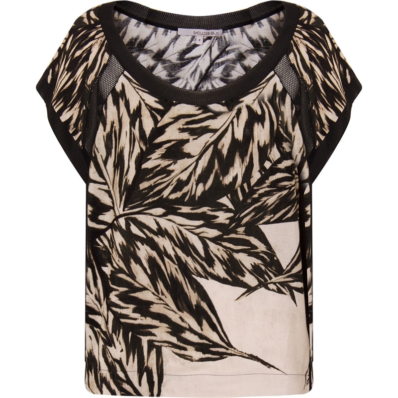 BLUSA AMPLA C/ TELA FOLHAGEM - MARROM