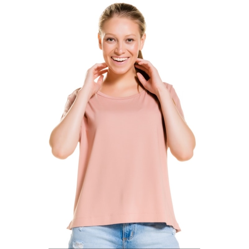 BLUSA AMPLA CAPITOLLIUM MALHA DE COTE CANOA - ROSÊ