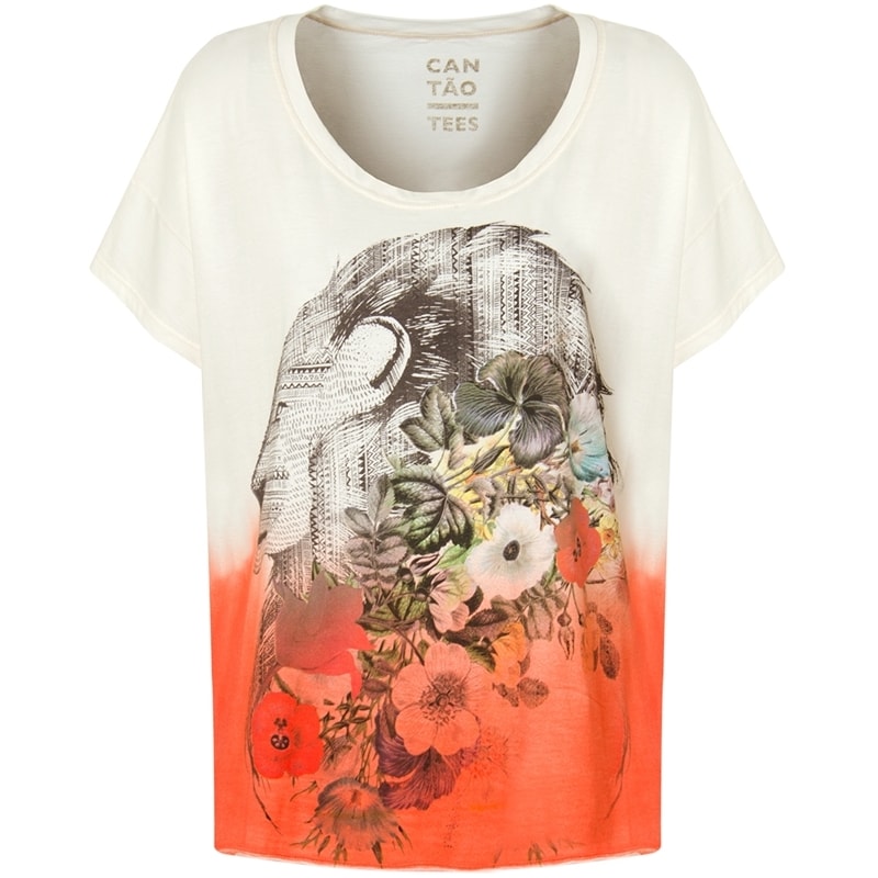 BLUSA AMPLA LEÃO / FLOR - LARANJA