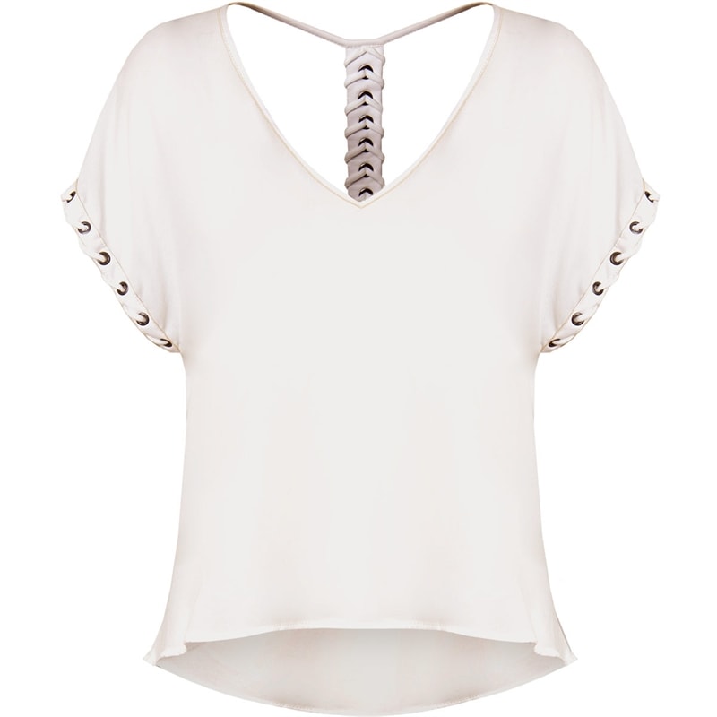 BLUSA AMPLA SHIFFON ILHÓS MANGA - OFF WHITE