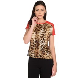 Blusa Animal Print Onça Ombros