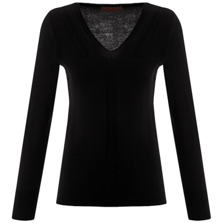 BLUSA BÁSICA COM TRANÇA - PRETO BLUSA BÁSICA COM TRANÇA - PRETO