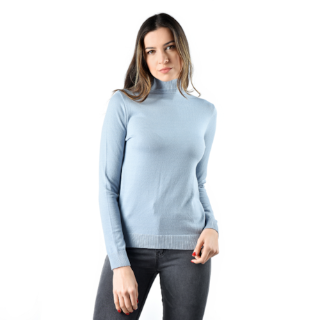 BLUSA BASICA DE TRICOT MANGA LONGA AZUL