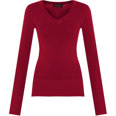 BLUSA BÁSICA DECOTE V - CEREJA BLUSA BÁSICA DECOTE V - CEREJA