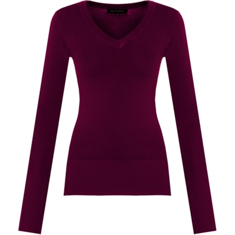 BLUSA BÁSICA DECOTE V - VINHO BLUSA BÁSICA DECOTE V - VINHO