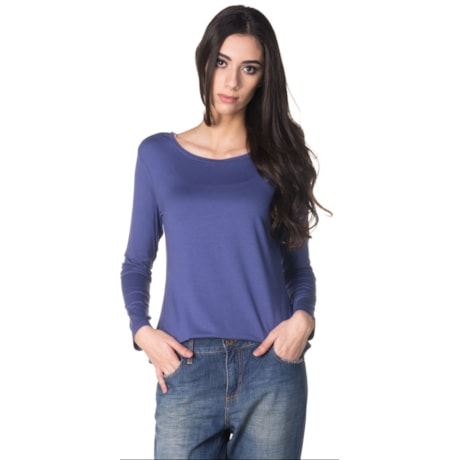 BLUSA BÁSICA NICE CLUB DECOTE CANOA - BERINJELA
