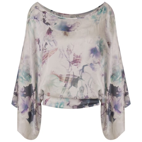 BLUSA BLUSÊ ESTAMPADA - GELO BLUSA BLUSÊ ESTAMPADA - GELO
