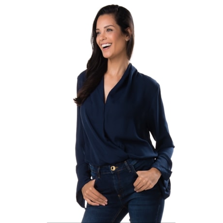 BLUSA BODY LUCIDEZ TRANSPASSADA DECOTE V - MARINHO BLUSA BODY LUCIDEZ TRANSPASSADA DECOTE V - MARINHO