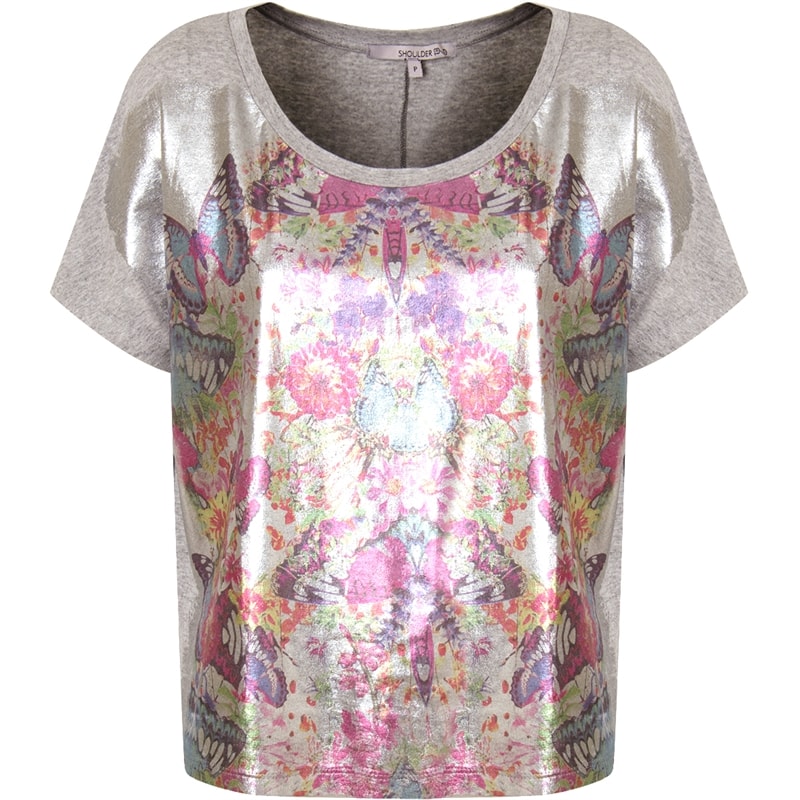 BLUSA BORBOLETA METALIZADA - CINZA