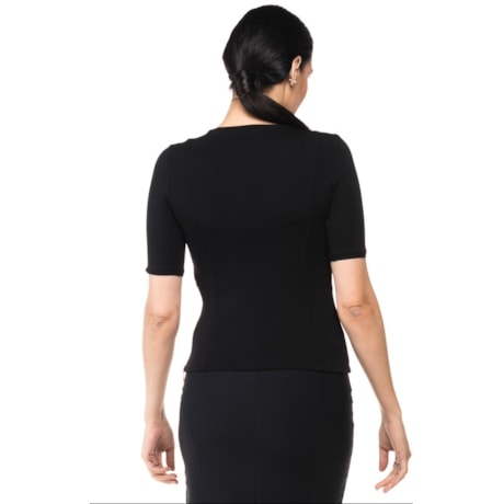 BLUSA BORDA BARROCA BÁSICA LETICA - PRETO