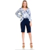 BLUSA BORDA BARROCA VISCOSE BOTÂNICA - AZUL