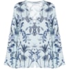 BLUSA BORDA BARROCA VISCOSE BOTÂNICA - AZUL