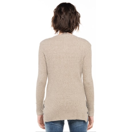 BLUSA CANELADA ABBICI BOTONE - BEGE BLUSA CANELADA ABBICI BOTONE - BEGE