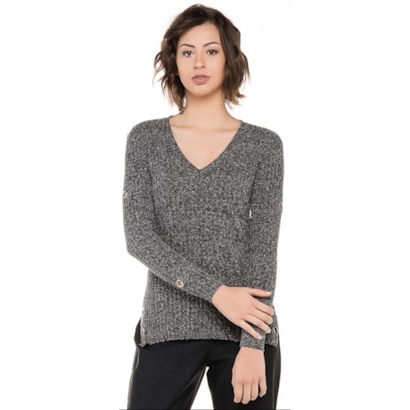 BLUSA CANELADA ABBICI BOTONE - MESCLA BLUSA CANELADA ABBICI BOTONE - MESCLA