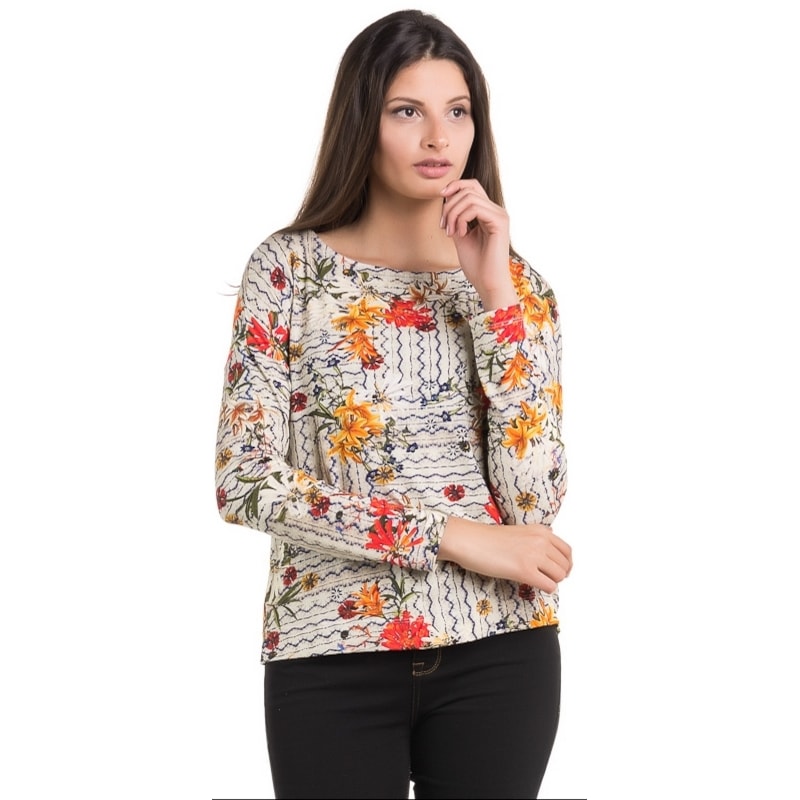 BLUSA CANTÃO FLOWERS - OFF WHITE