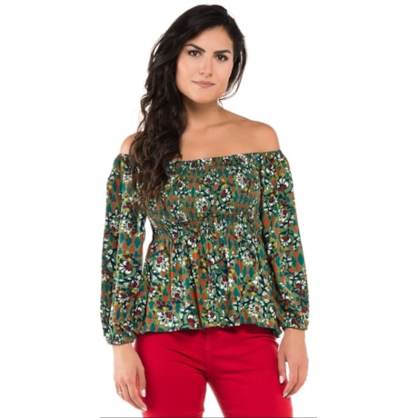 BLUSA CANTÃO LASTEX BUSTO DEC CIGANINHA ML - VERDE BLUSA CANTÃO LASTEX BUSTO DEC CIGANINHA ML - VERDE