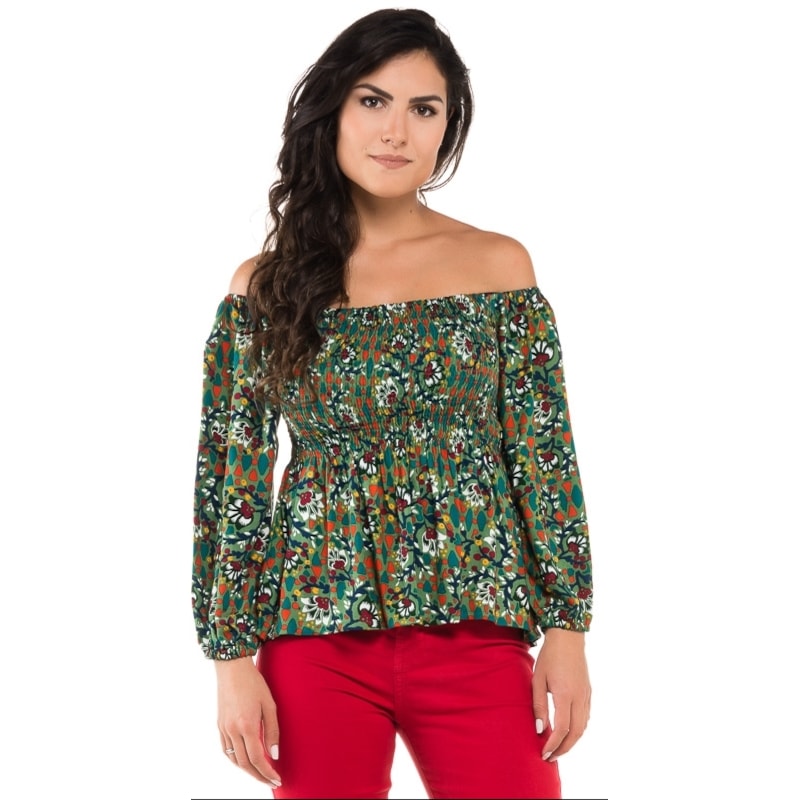 BLUSA CANTÃO LASTEX BUSTO DEC CIGANINHA ML - VERDE