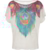 BLUSA CAPITOLLIUM AMPLA ESTAMPA PENAS - OFF WHITE