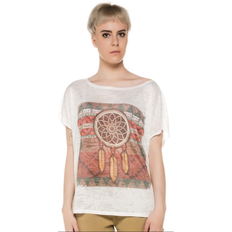 BLUSA CAPITOLLIUM AMPLA MANDALA TERRA - OFF WHITE