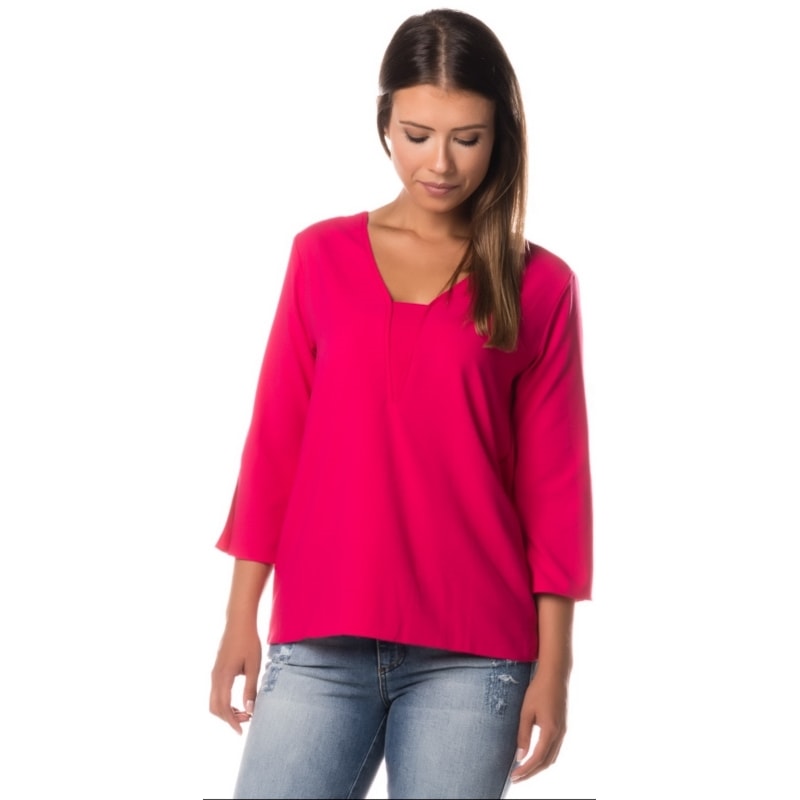BLUSA CAPITOLLIUM EXCLUSIVE CREPE WHASHED DECOTE V PALA COSTAS - PINK