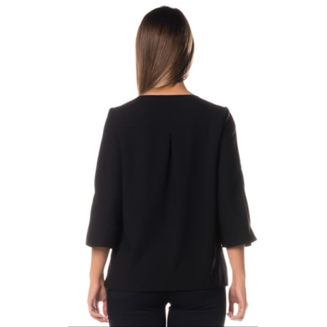 BLUSA CAPITOLLIUM EXCLUSIVE CREPE WHASHED DECOTE V PALA COSTAS - PRETO