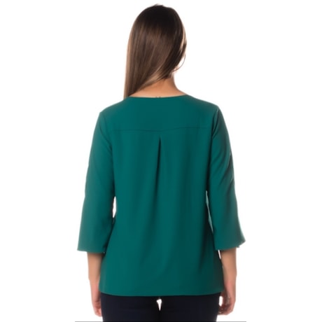 BLUSA CAPITOLLIUM EXCLUSIVE CREPE WHASHED DECOTE V PALA COSTAS - VERDE BLUSA CAPITOLLIUM EXCLUSIVE CREPE WHASHED DECOTE V PALA COSTAS - VERDE