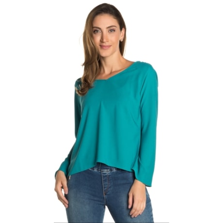 BLUSA CAPITOLLIUM EXCLUSIVE DECOTE V MANGA FLARE - TURQUESA