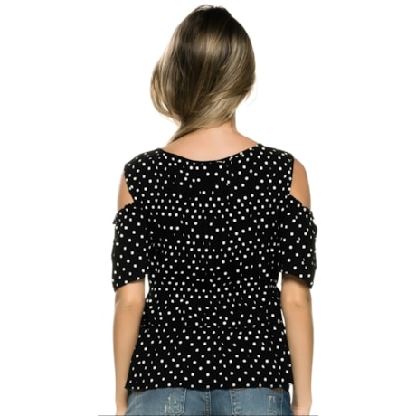 BLUSA CAPITOLLIUM POÁ OFF SHOUDER - P&B