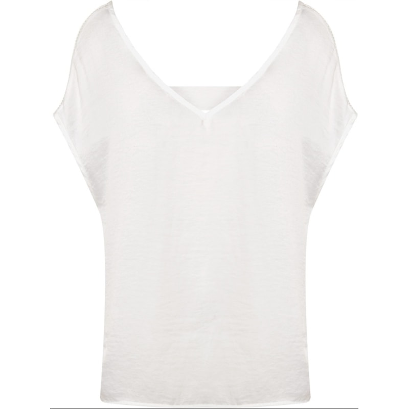 BLUSA CETIM AMPLA DETALHE NO OMBRO - OFF WHITE