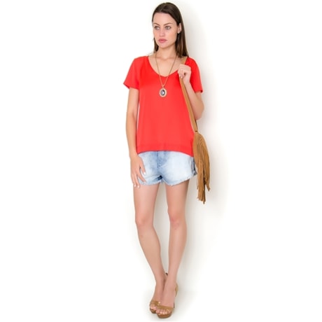 BLUSA CETIM BÁSICA M/C - PRETO