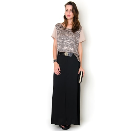BLUSA CETIM ESTAMPA ÉTNICA - AMARELO