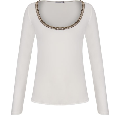 BLUSA CHIFFON COM MALHA DETALHE CORRENTE - OFF - OFF WHITE