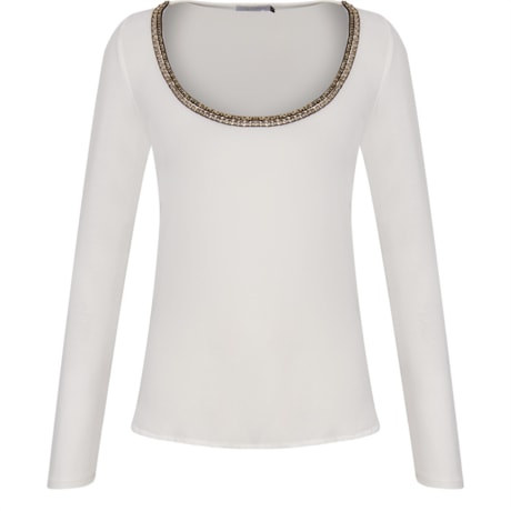 BLUSA CHIFFON COM MALHA DETALHE CORRENTE - OFF - OFF WHITE