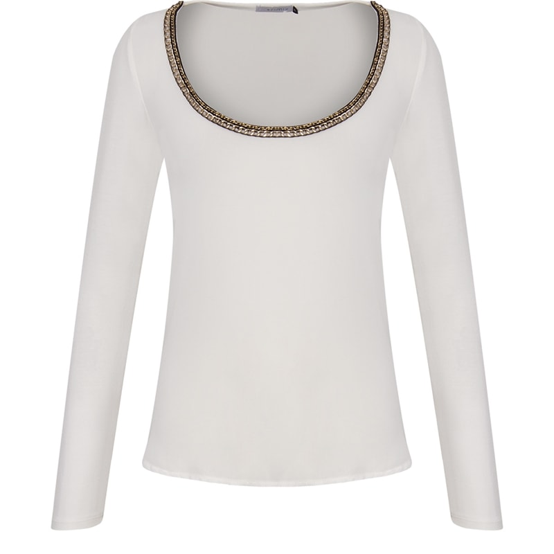 BLUSA CHIFFON COM MALHA DETALHE CORRENTE - OFF - OFF WHITE