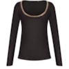 BLUSA CHIFFON COM MALHA DETALHE CORRENTE - OFF - PRETO