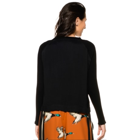 BLUSA CHOLET BICOLOR ZIPER OMBRO - PRETO BLUSA CHOLET BICOLOR ZIPER OMBRO - PRETO