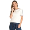 BLUSA CHOLET CANELADA MANGUINHA MIX LISTRAS - OFF WHITE