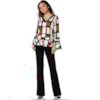 BLUSA CHOLET  ESTAMPADO DECOTE COM AVIAMENTO DEREZ FOLK XADREZ - OFF WHITE