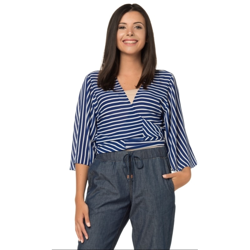 BLUSA CHOLET LISTRADA C/ AMARRAÇÃO - ROYAL