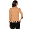 BLUSA CHOLET MALHA CANELADA BARRADA - CAMELO