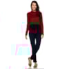 BLUSA CHOLET MALHA CANELADA GOLA ALTA BICOLOR - VINHO