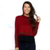 BLUSA CHOLET MALHA CANELADA GOLA ALTA BICOLOR - VINHO
