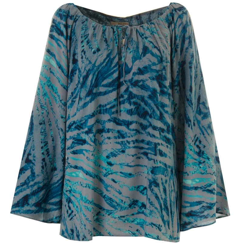 BLUSA CIGANINHA EM VISCOSE NATI - AZUL
