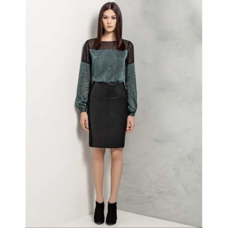 BLUSA COLO E MG TRANSP. AGATA - VERDE BLUSA COLO E MG TRANSP. AGATA - VERDE